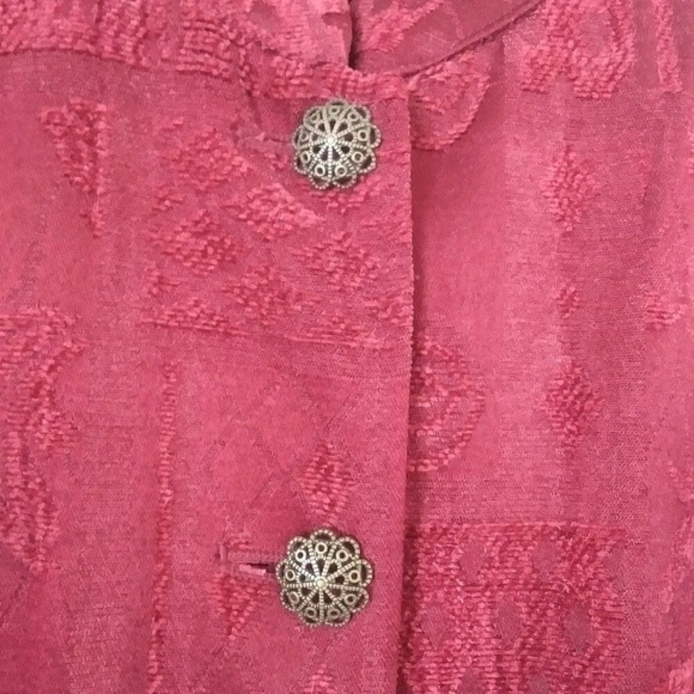 Vintage 90s DressBarn Patchwork-Look Textured Jacket, Burgundy/Maroon Red, Large - Picture 4 of 9